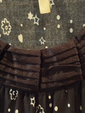 Black pleated Polka Dot and star Dress